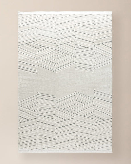 White Gray Modern Area Rug - Living Room Carpet