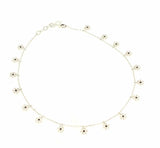 Sterling Silver Snowflake Anklet - Adorned with Black Zircon Stones