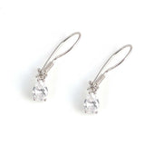 925 Sterling Silver Teardrop Zircon Dangle Earrings - Delicate Sparkle