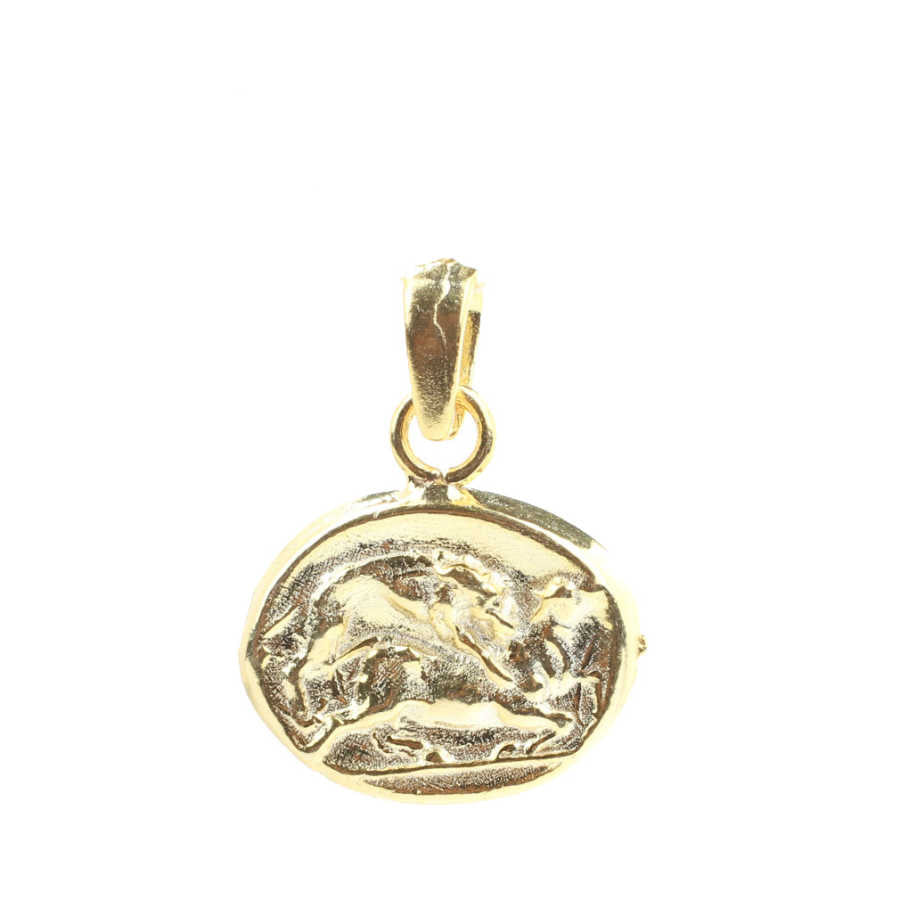 Sterling Silver Animal Medallion Pendant - Unique Oval Design