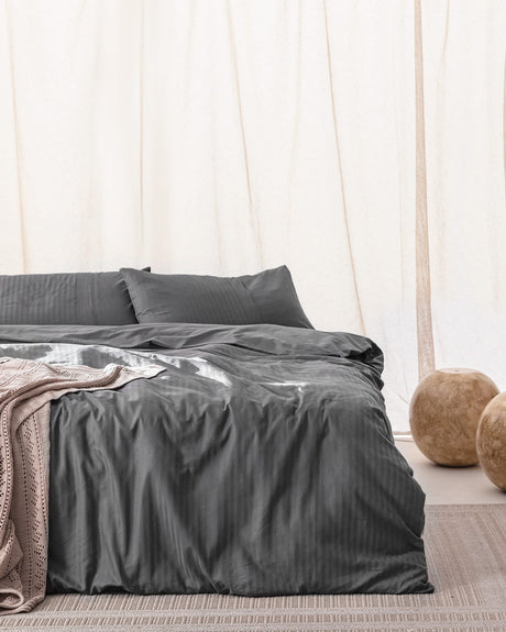 Adrien King Size 100% Cotton Striped Duvet Cover Set