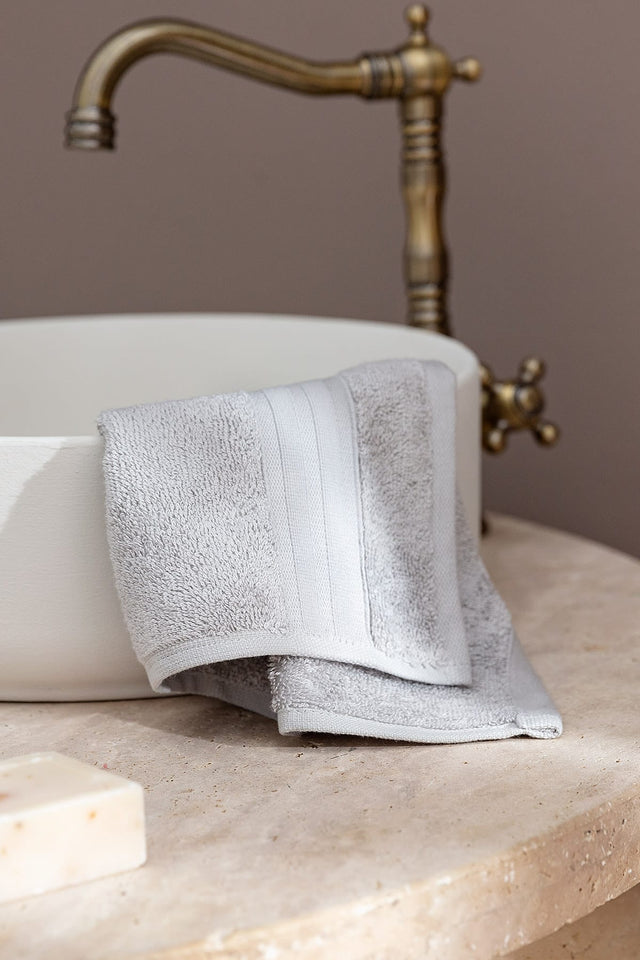 TENCEL Blend Face Towel - Ultra Soft & Absorbent Hand Towel - Light Grey