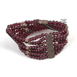 925 Sterling Silver 7-Row Garnet Statement Bracelet