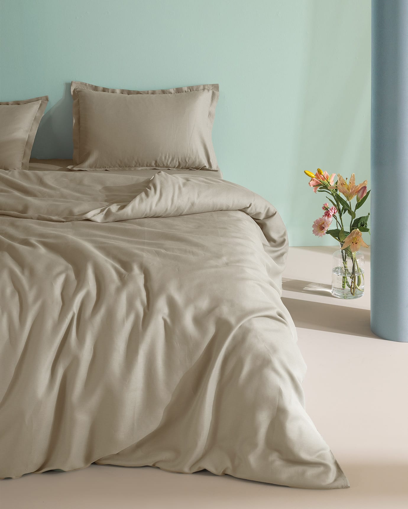 100% Cotton Double Size Duvet Cover Set - Plain Crepe Design