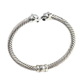 925 Sterling Silver Panther Head Twisted Men's Bracelet