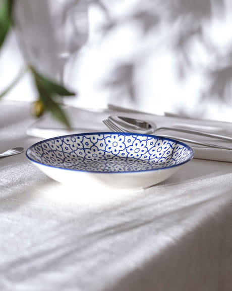 New Bone China Dinner Plate - Reve Bleu Elodie Blue & White Design