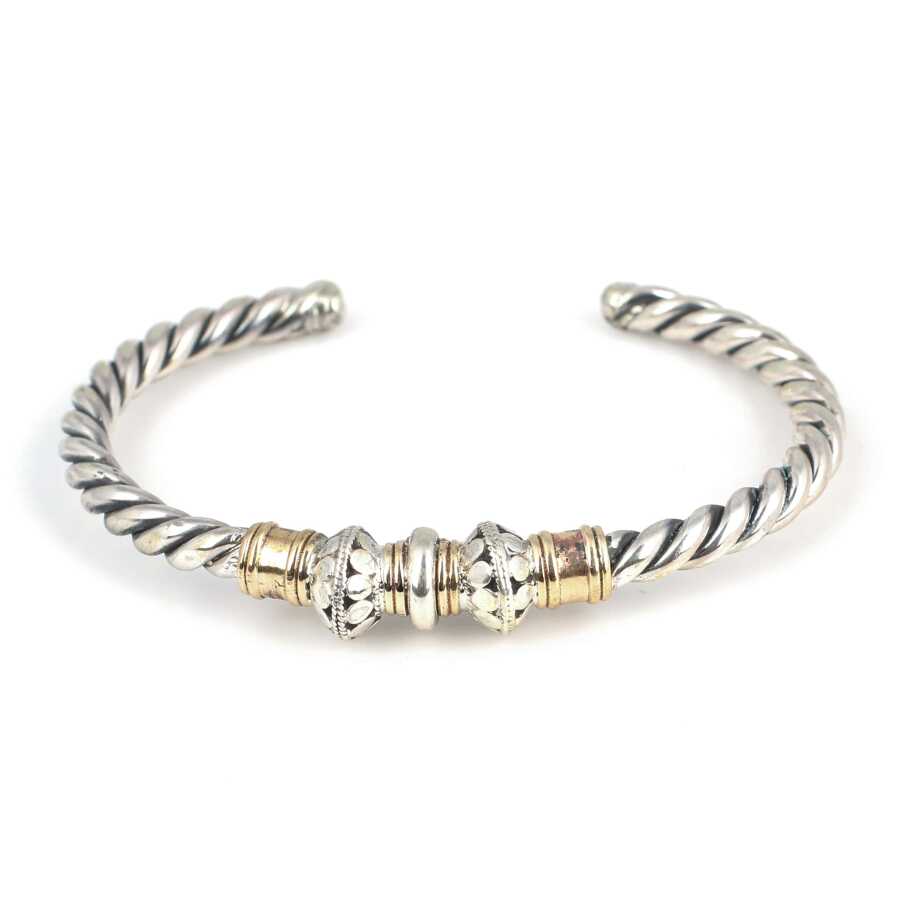 925 Sterling Silver Men's Triple-Twisted Ball Bracelet