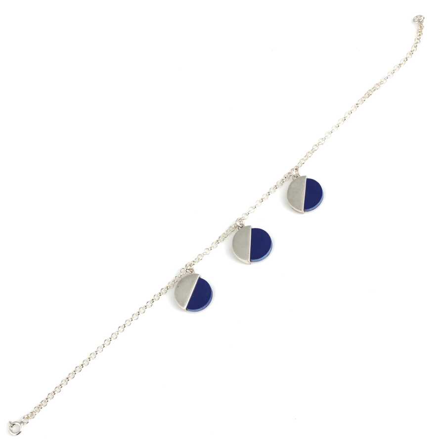Sterling Silver Lapis Lazuli Dangle Bracelet - Elegant Gemstone