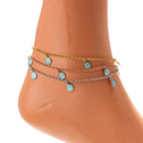 Premium 925 Sterling Silver Enamel Eye Bead Anklet