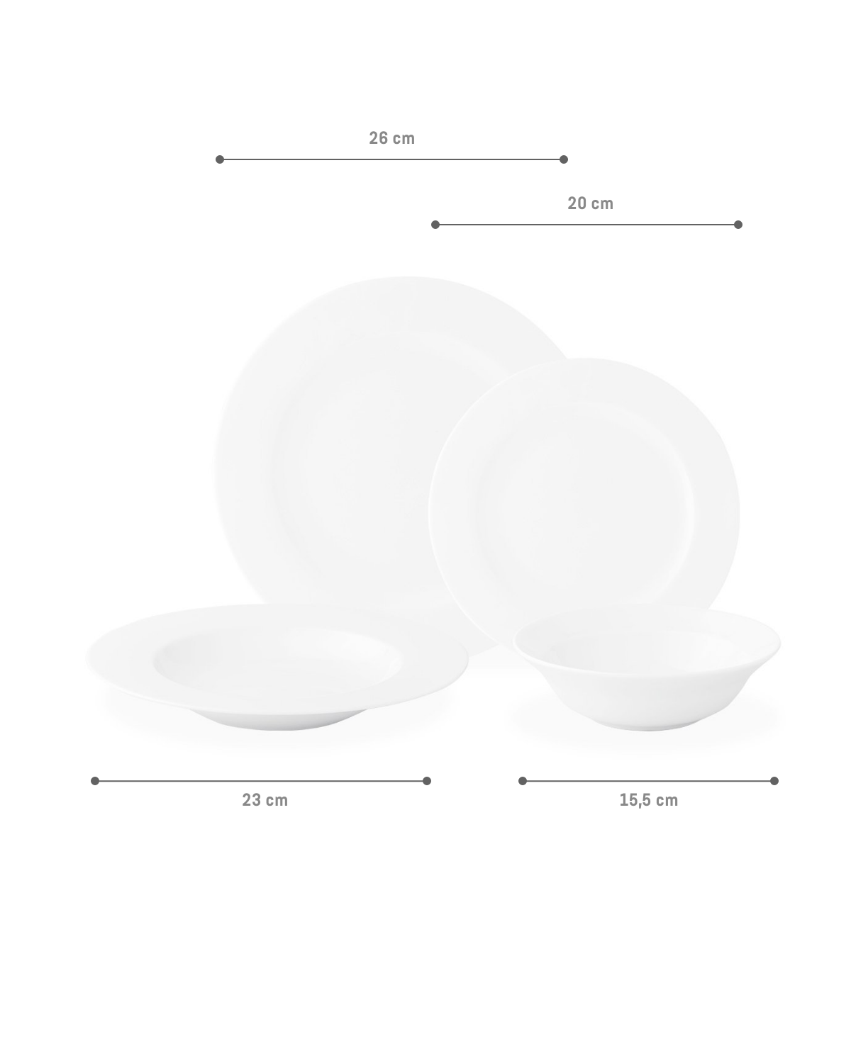 New Bone China 6-Person Dinnerware Set - Elegant White Finish