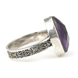 Sterling Silver Oval Amethyst Ring - Elegant Statement Piece