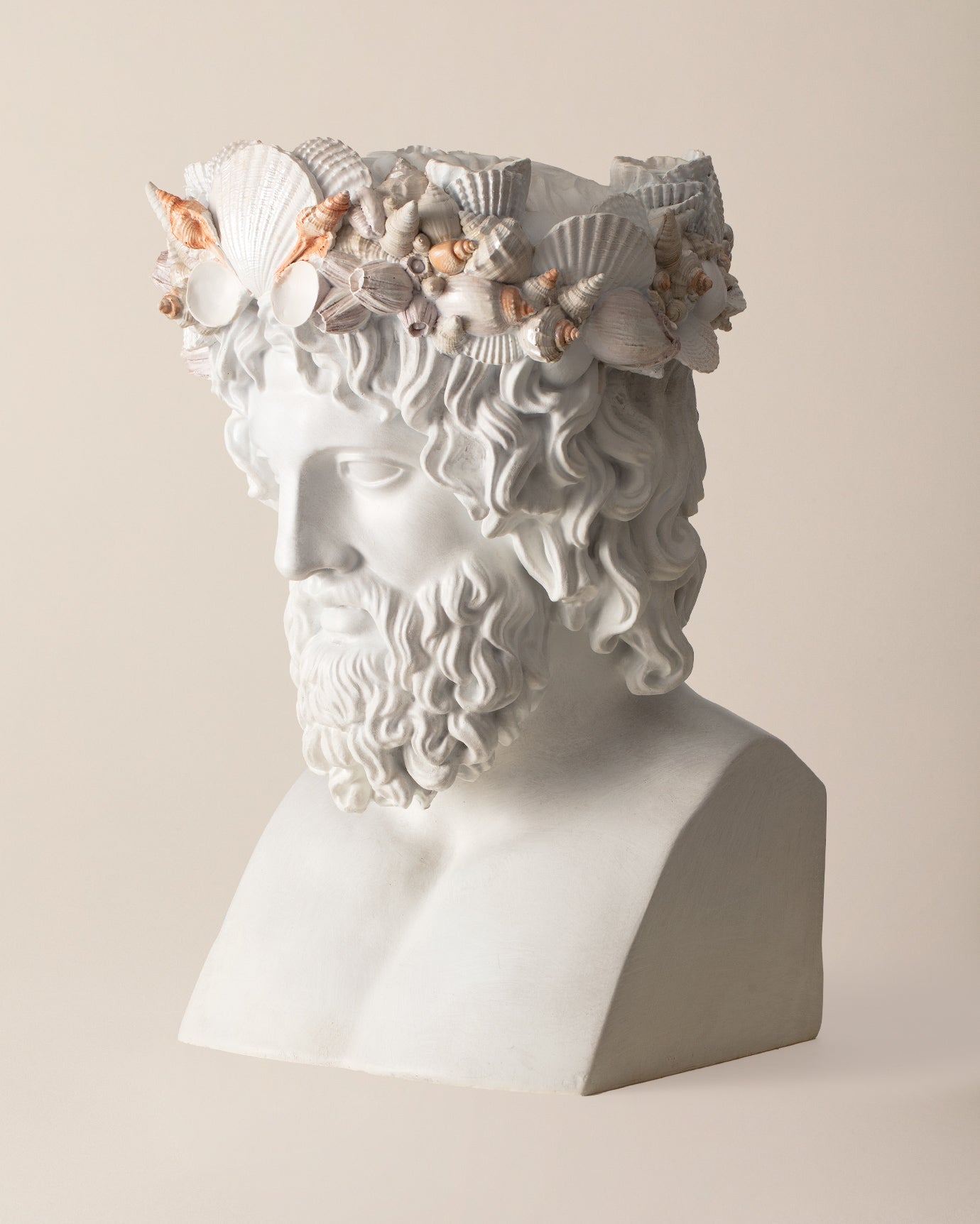 Busto di Poseidone in Resina Bianca - Scultura di Mitologia Classica