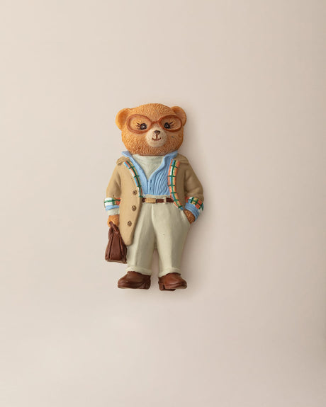 Resin Bonny Bear Magnet - Playful Beige & Blue Decor