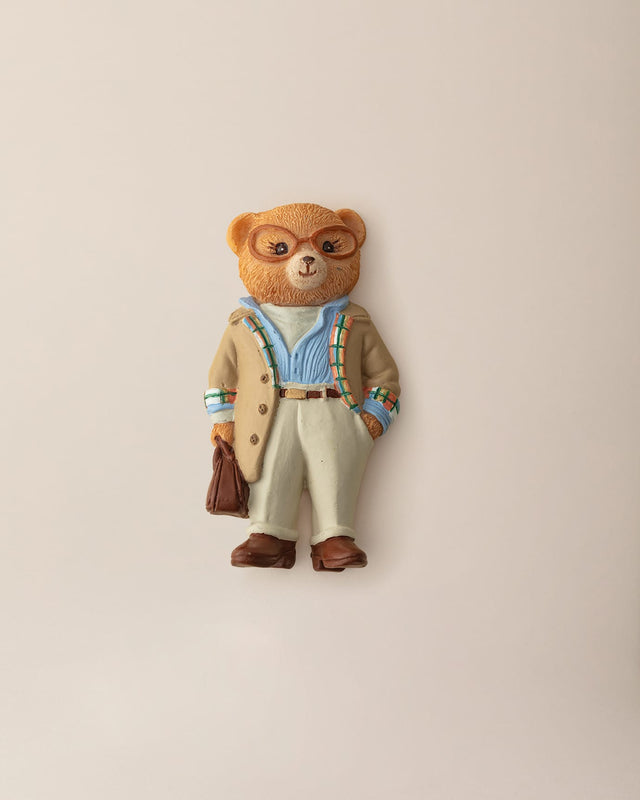 Resin Bonny Bear Magnet - Playful Beige & Blue Decor