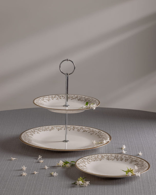 New Bone 7-Piece Tiered Pastry Plate Set - Elegant Serving