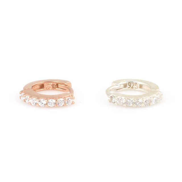 Sparkling Sterling Silver Seven Stone Zircon Cartilage Earring