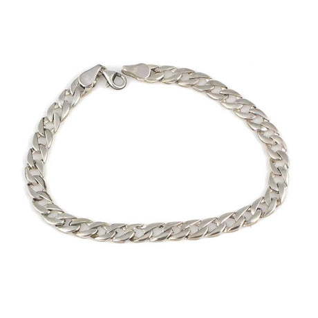 Sterling Silver Thin Flat Curb Chain Bracelet - Minimalist
