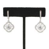 925 Sterling Silver Clover Dangle Earrings - Baguette Zircon