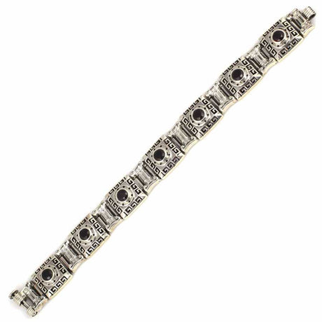 925 Sterling Silver Garnet Square Bracelet - Timeless Elegance