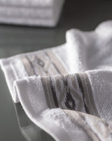 Ensemble de 4 serviettes à main 100 % coton - blanc et gris
