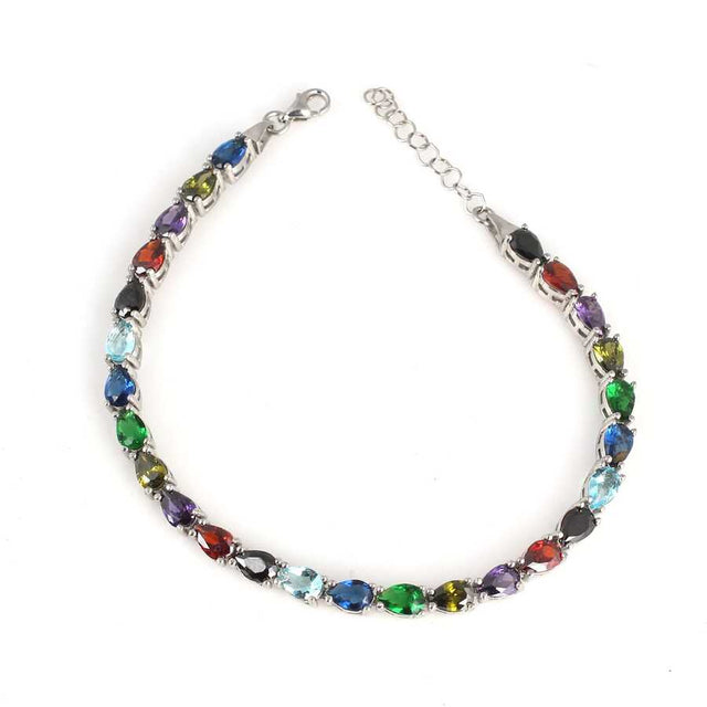 Premium 925 Sterling Silver Teardrop Gemstone Bracelet
