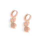 925 Sterling Silver Zircon Rabbit Dangle Hoop Earrings