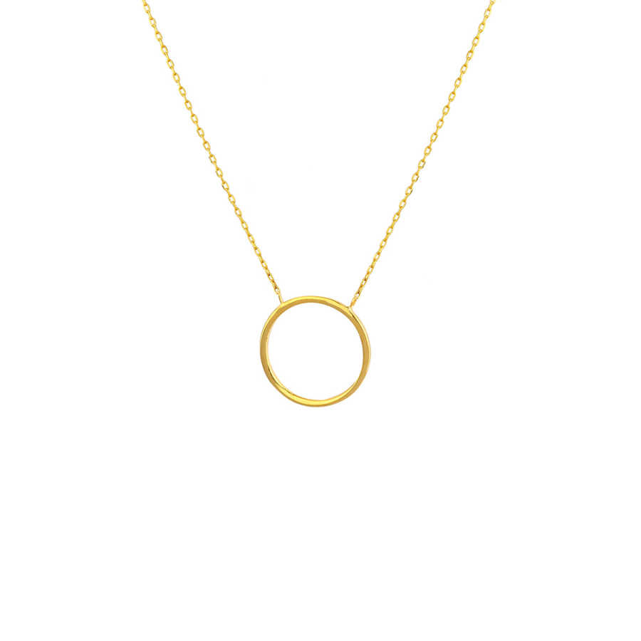 Sterling Silver Large Hoop Pendant Necklace - Modern Minimalist Style