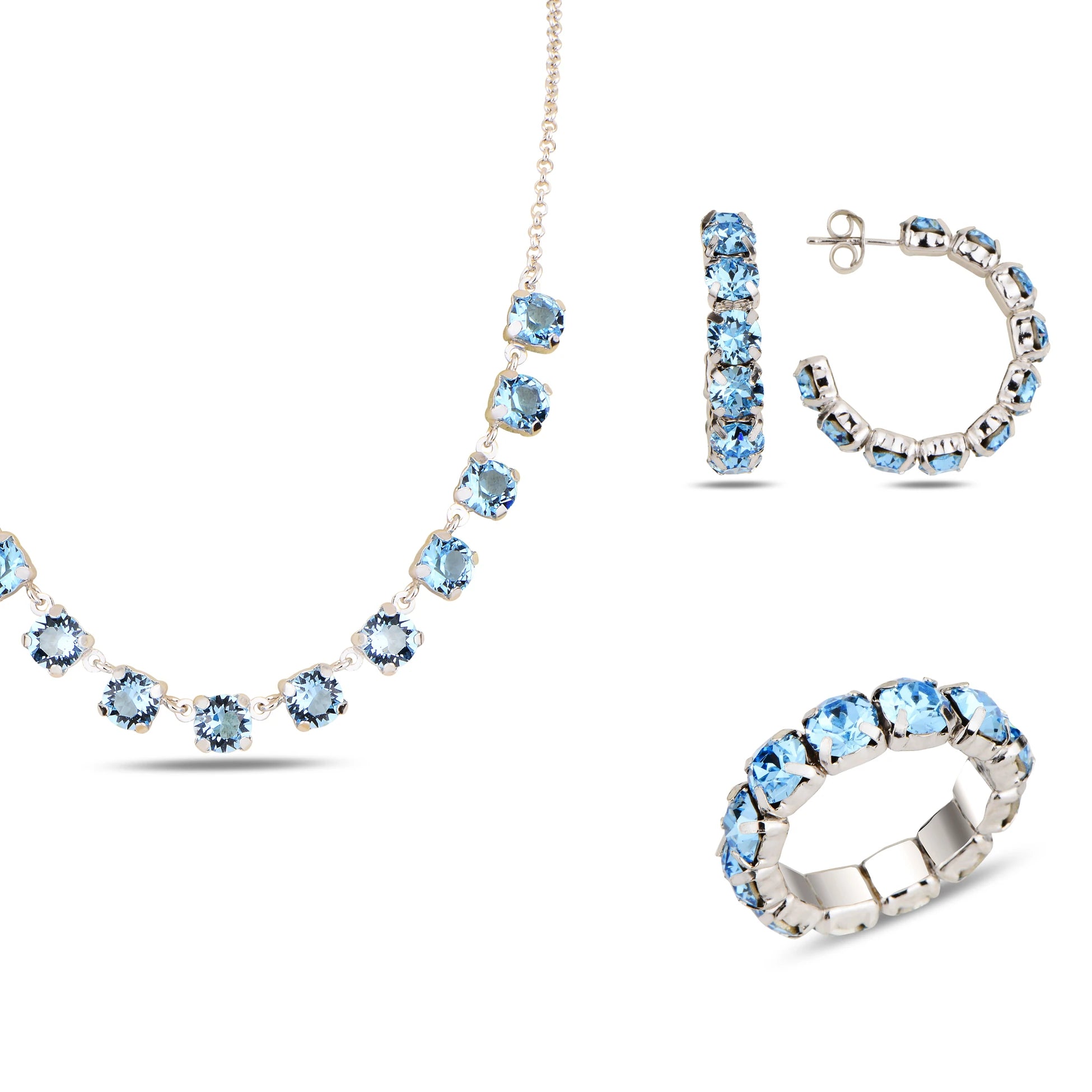 Sparkling Eternity Ring Set - Stackable Full Circle Bands