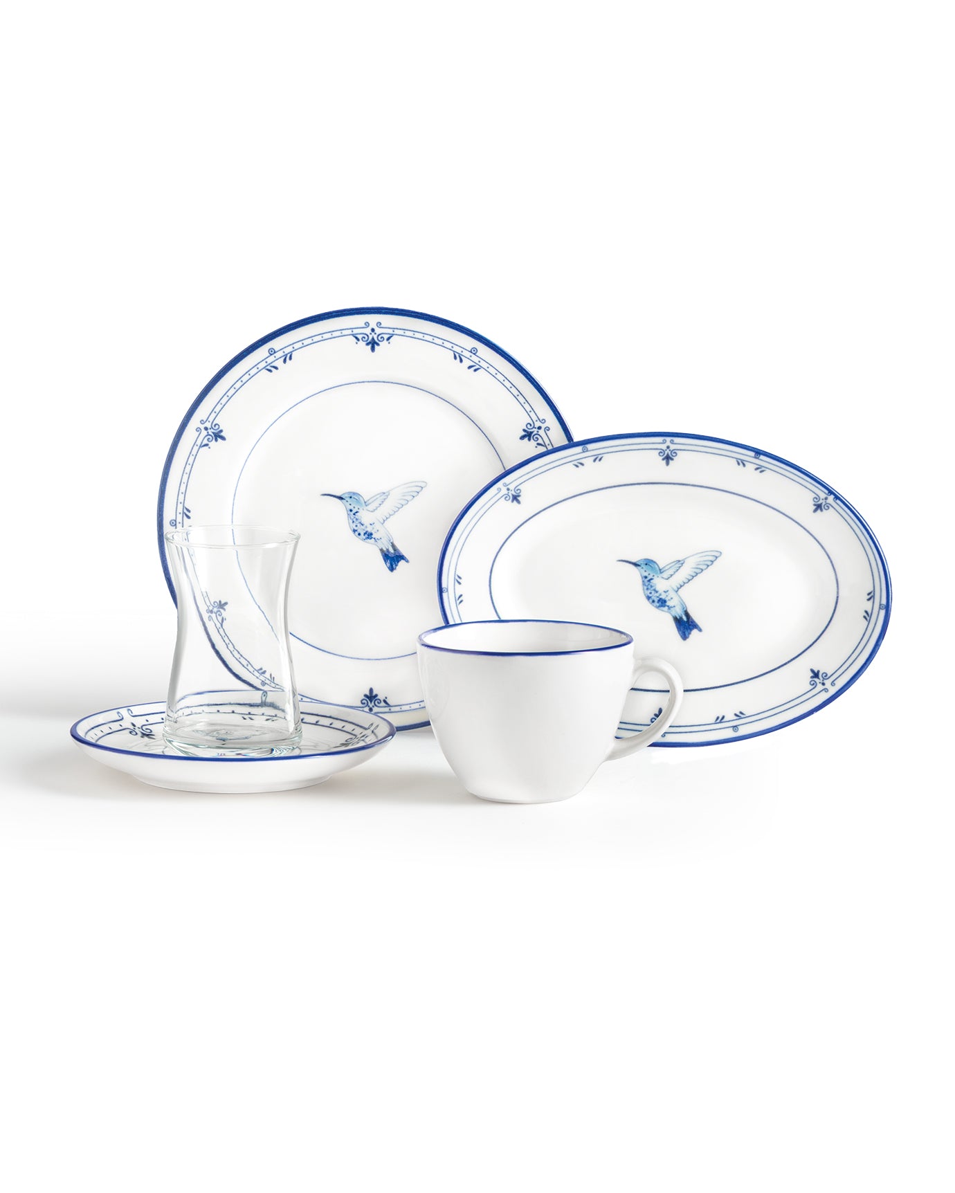 New Bone Porcelain 2-Person Dining Set - Oiseau Collection