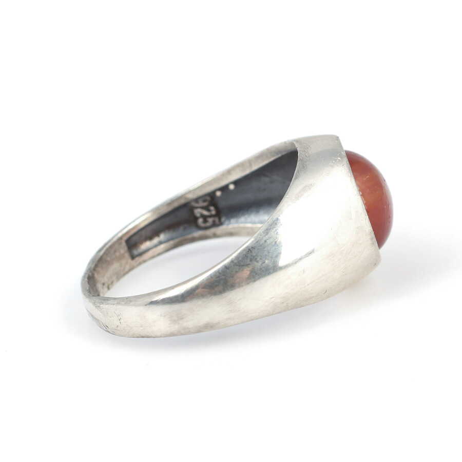 925 Sterling Silver Agate Men's Ring - Sophisticated & Enduring
