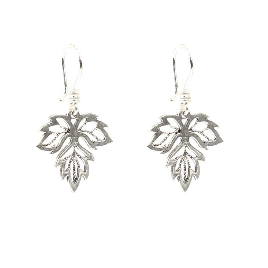 925 Sterling Silver Earrings - Plane Leaf Filigree Design