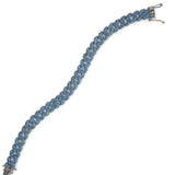 Sterling Silver Navy Zircon Gourmet Chain Bracelet