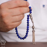 Premium Sphere Cut Lapis Lazuli Silver Tesbih Rosary