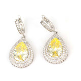 Sterling Silver Citrine & Zircon Teardrop Dangle Earrings