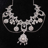 Sterling Silver Statement Filigree Necklace - Spider Web Motif
