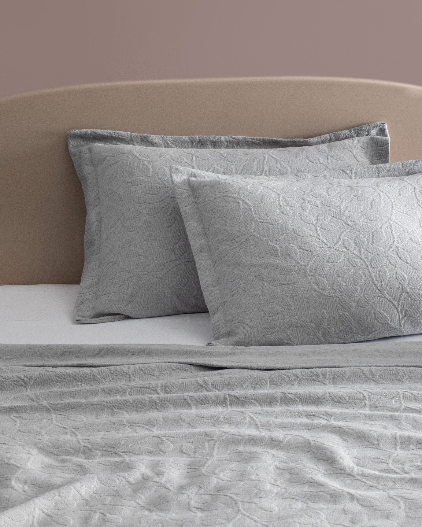 Cotton Bedspread Set - Single Size Bed Cover with Pillowcase, Grey