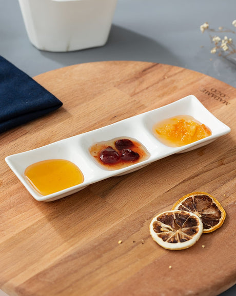 New Bone China 3-Piece Dipping Bowl Set - Elegant Minimalist