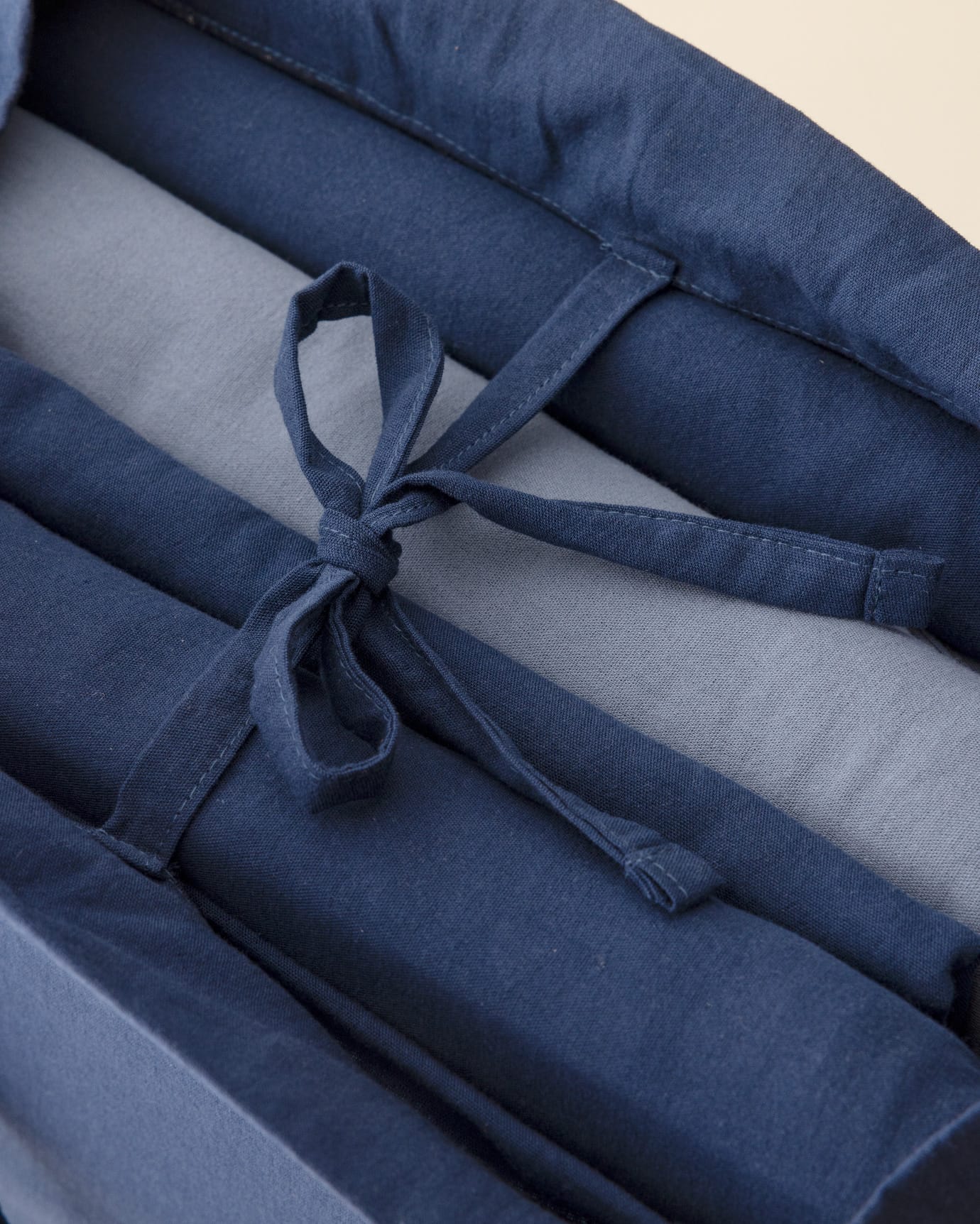 Double 100% Cotton Washed Duvet Cover Set with Tie Closure - Blue/Navy