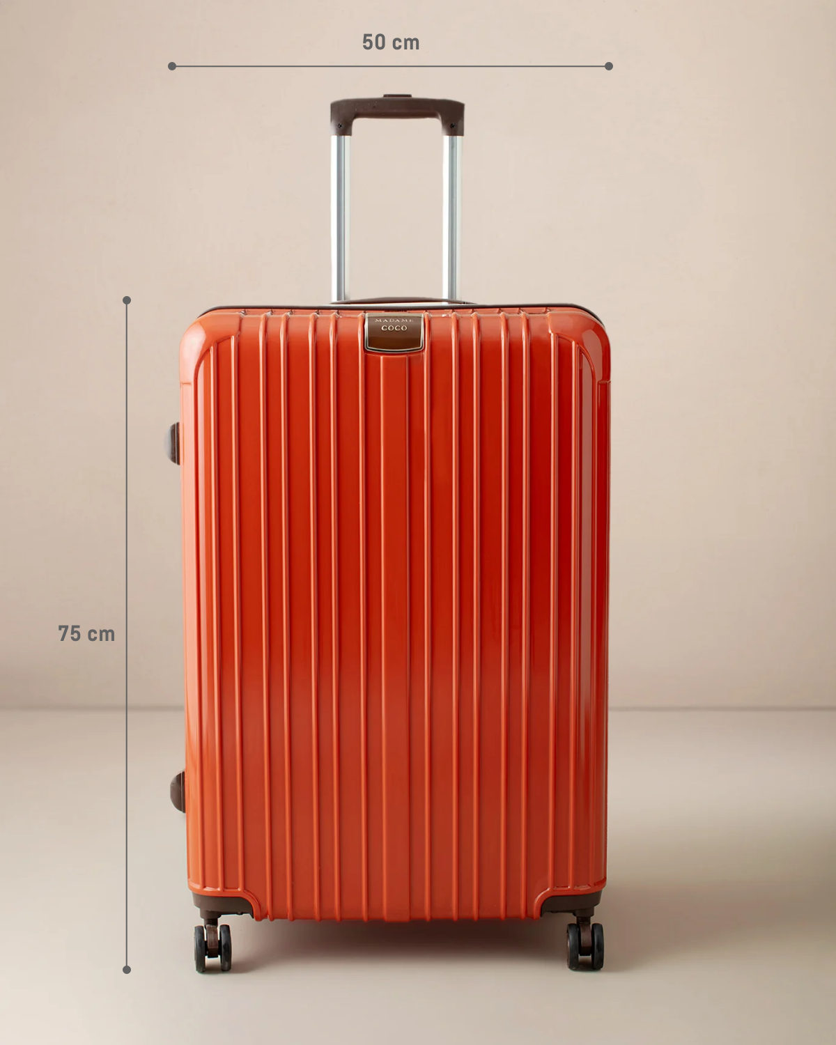 Large Terracotta Hardshell Travel Suitcase - Durable Luggage