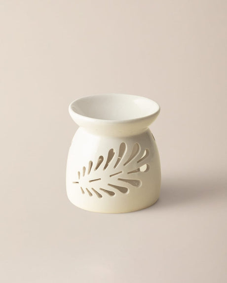 Fern Design Incense Holder - Soft Ecru Ceramic Aroma Diffuser - TryAladdin
