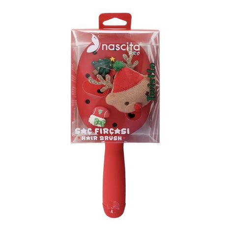 Festive Red Detangling Hair Brush for Holiday Styling - TryAladdin