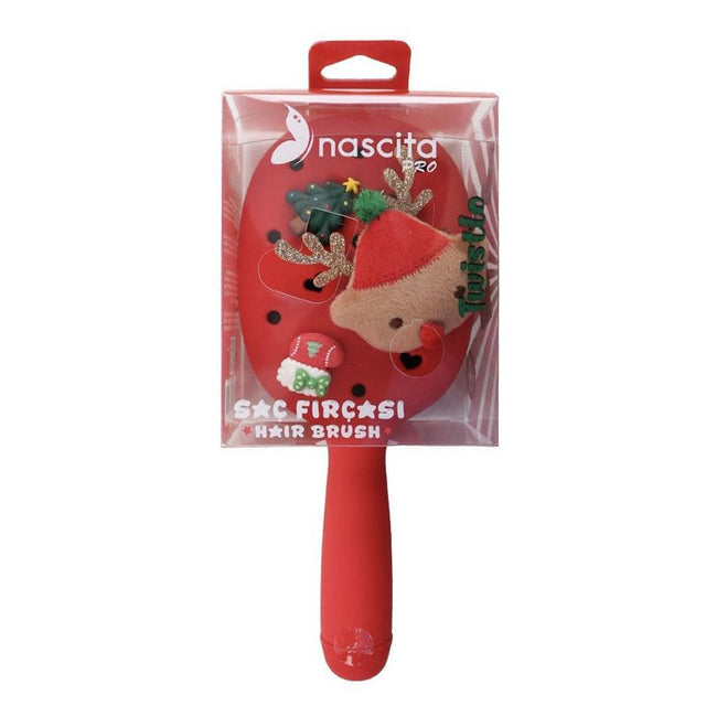 Festive Red Detangling Hair Brush for Holiday Styling - TryAladdin