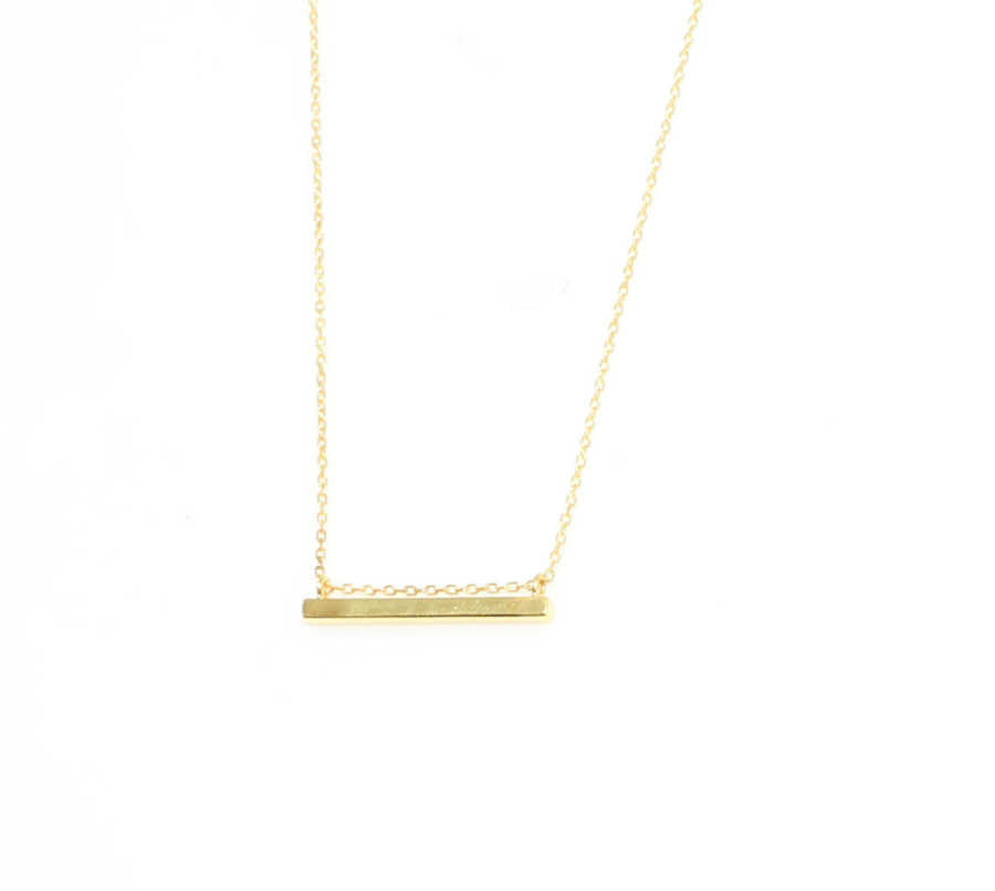 Sterling Silver Bar Pendant Necklace - Modern Minimalist Style