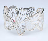 925 Sterling Silver Wide Butterfly Open Cuff Bangle Bracelet
