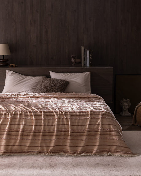 Acrylic-Polyester Double Bedspread - Montjalin Blush Hue