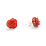 Premium 925 Sterling Silver Rose Coral Stud Earrings