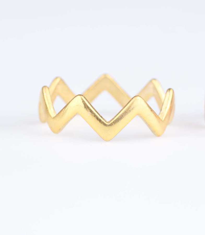 Sterling Silver Zigzag Ring - Modern Geometric Design
