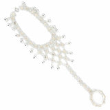 Sterling Silver Intricate Link Hand Chain with Ring