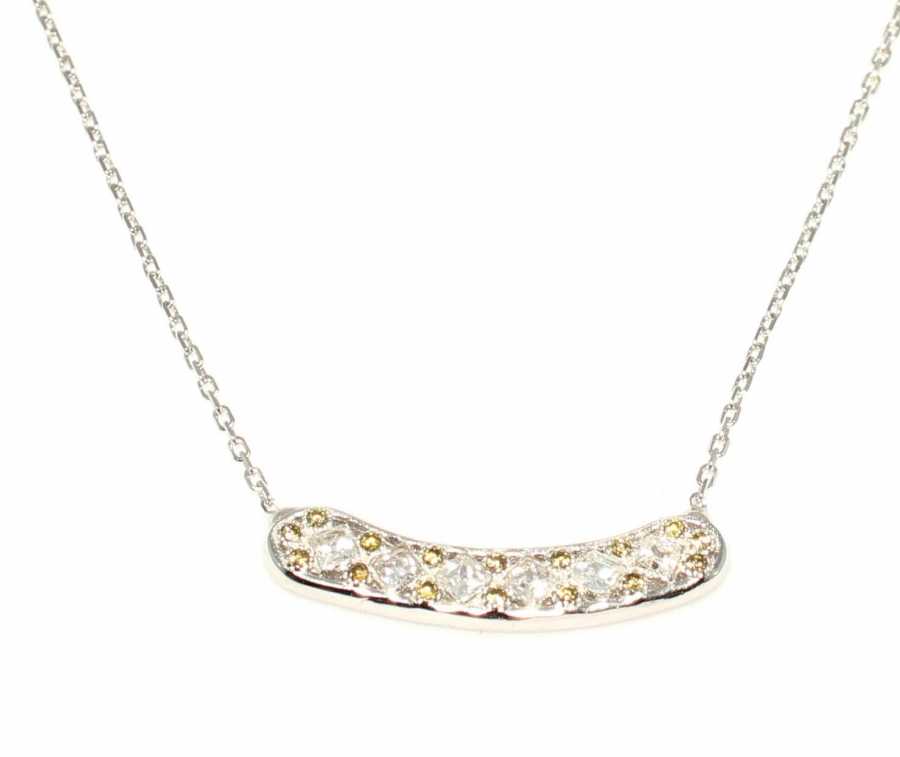 Premium 925 Sterling Silver Aurora Stone Necklace White Yellow