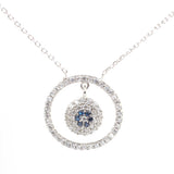 Sterling Silver Evil Eye Hoop Necklace - Zircon Gemstone